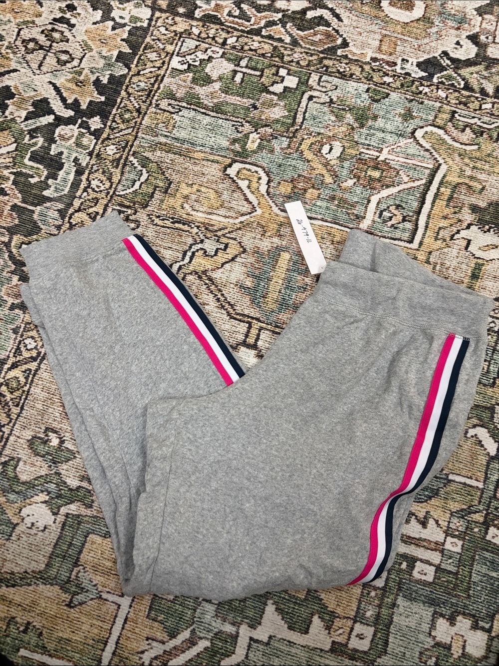 J. Crew gray Joggers with Pink and Navy Side Stripes